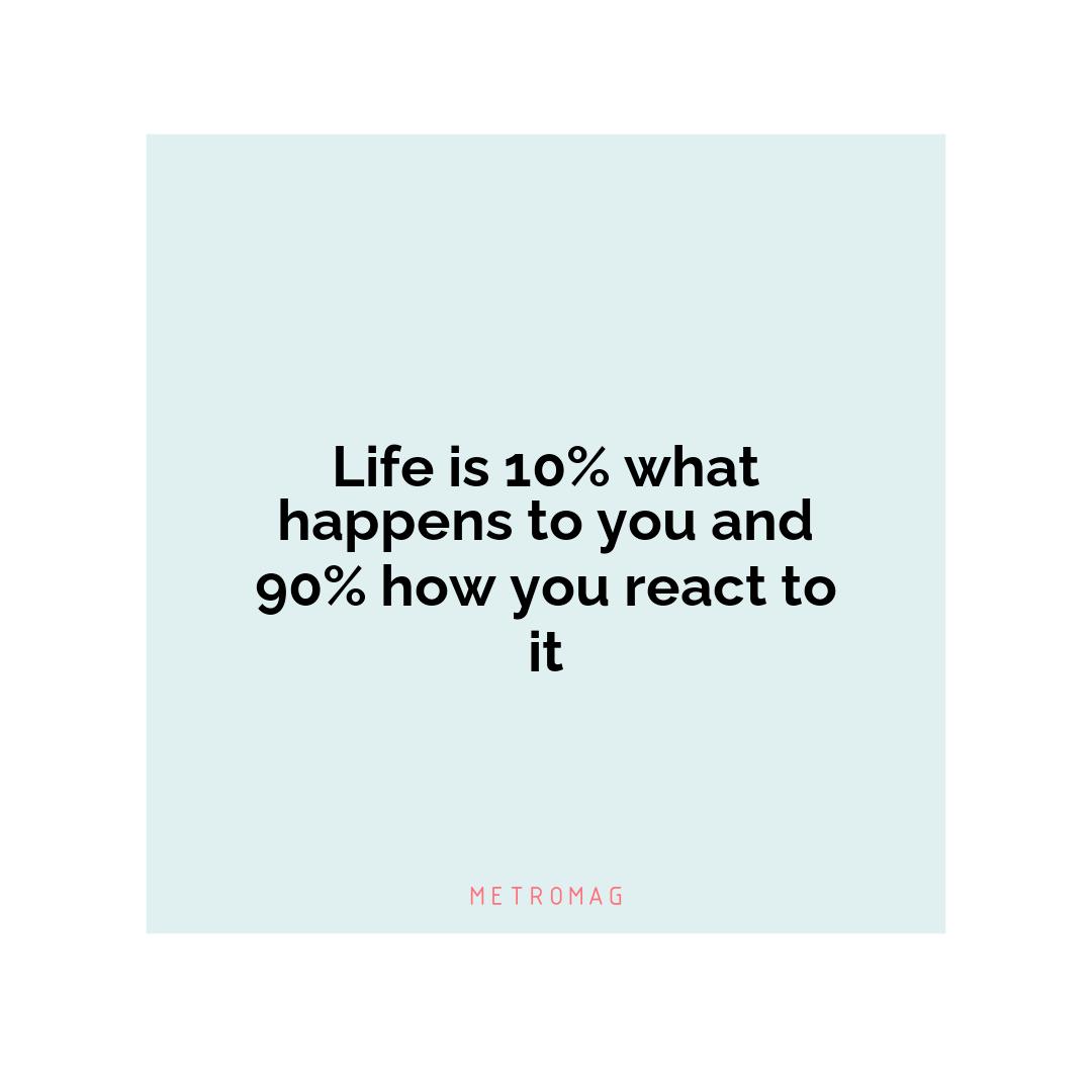 Life is 10% what happens to you and 90% how you react to it