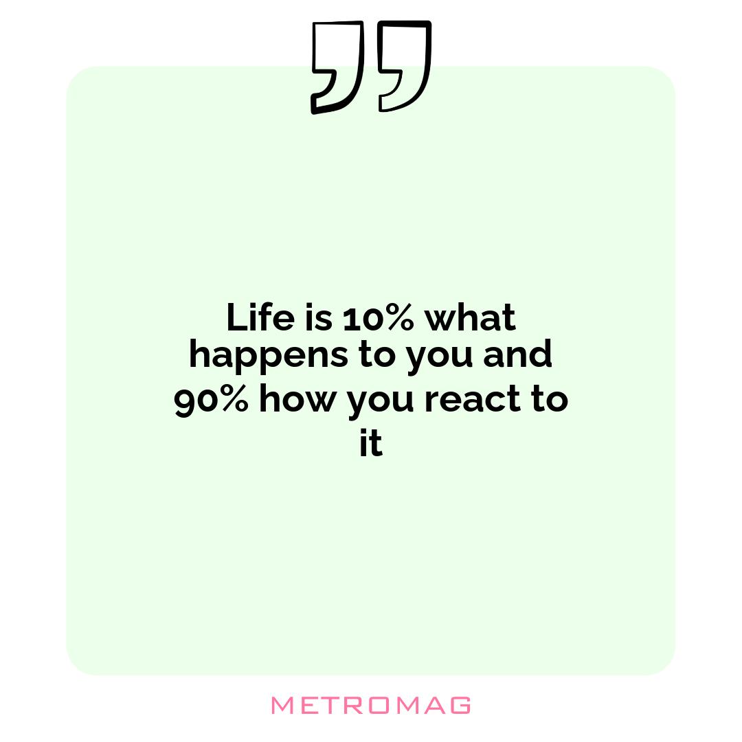 Life is 10% what happens to you and 90% how you react to it