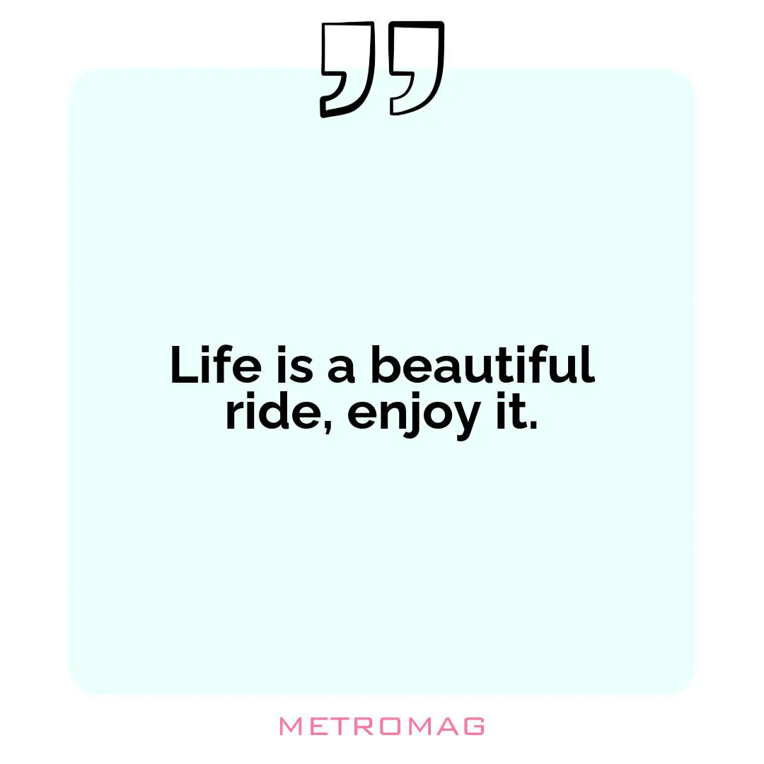 Life is a beautiful ride, enjoy it.