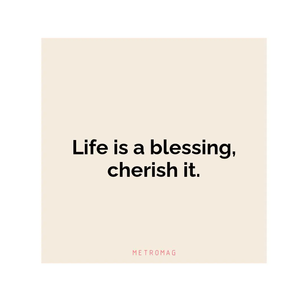 Life is a blessing, cherish it.