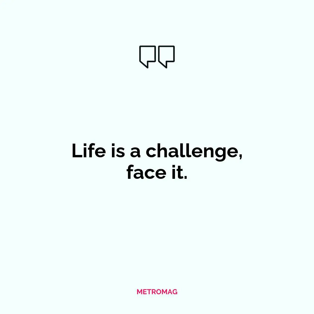 Life is a challenge, face it.