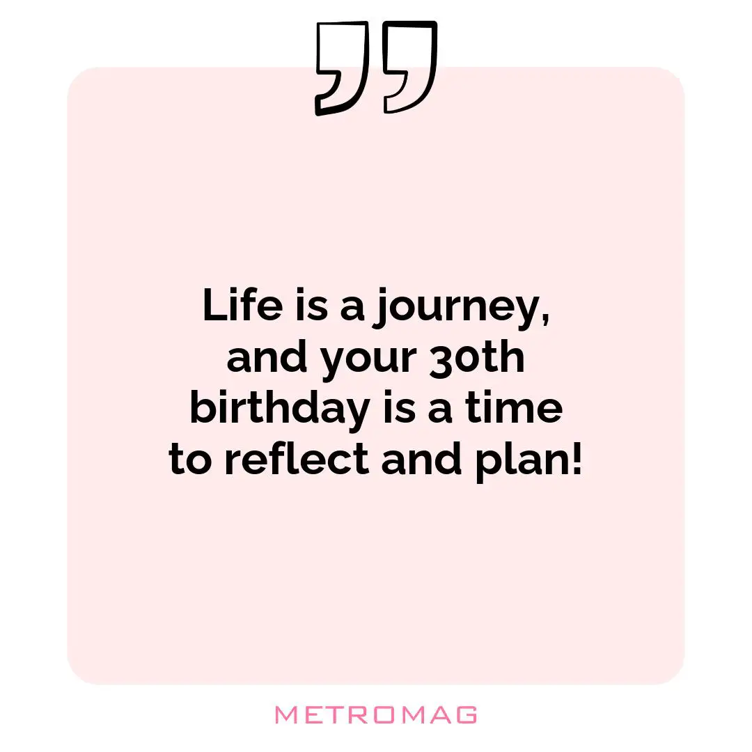 Life is a journey, and your 30th birthday is a time to reflect and plan!