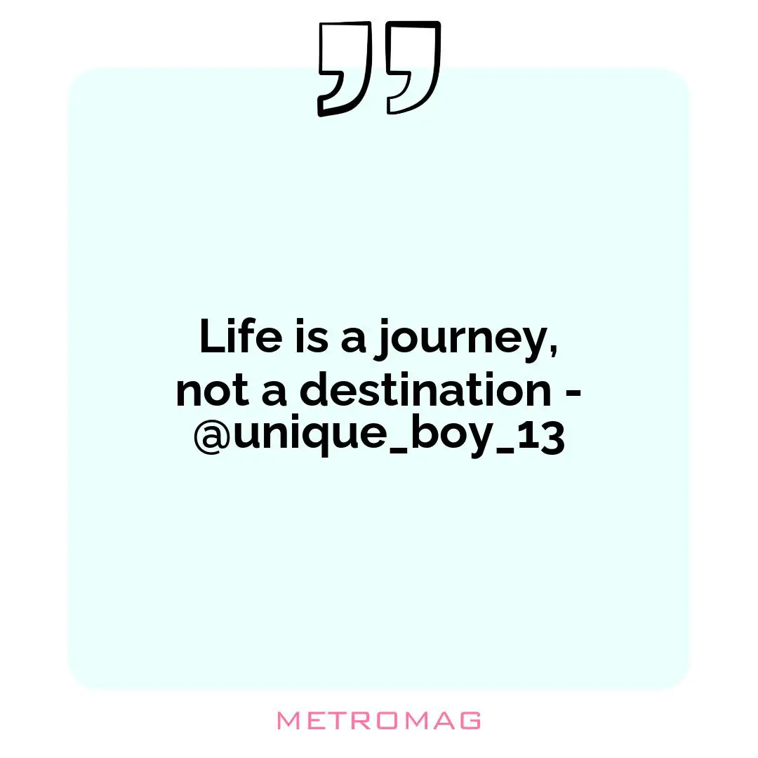 Life is a journey, not a destination - @unique_boy_13