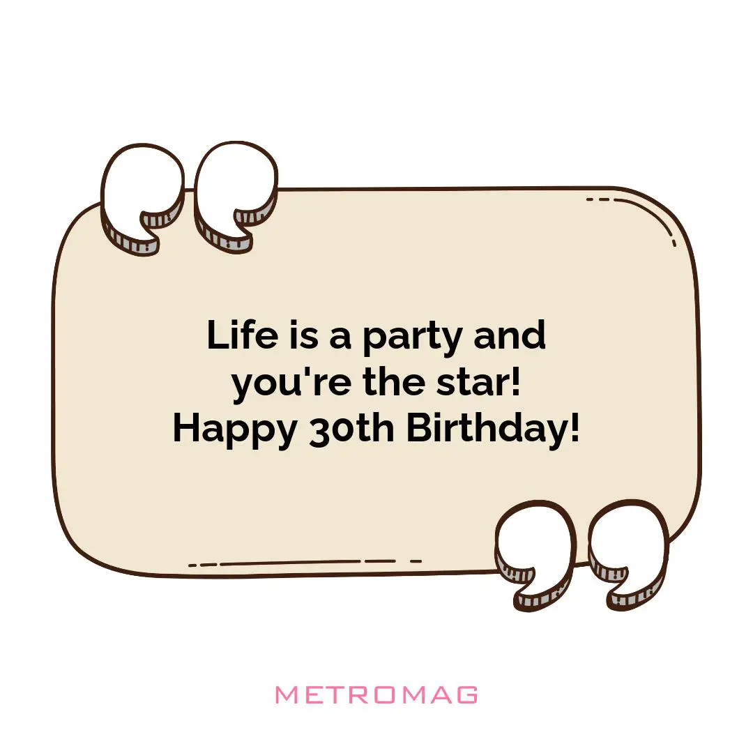 Life is a party and you're the star! Happy 30th Birthday!