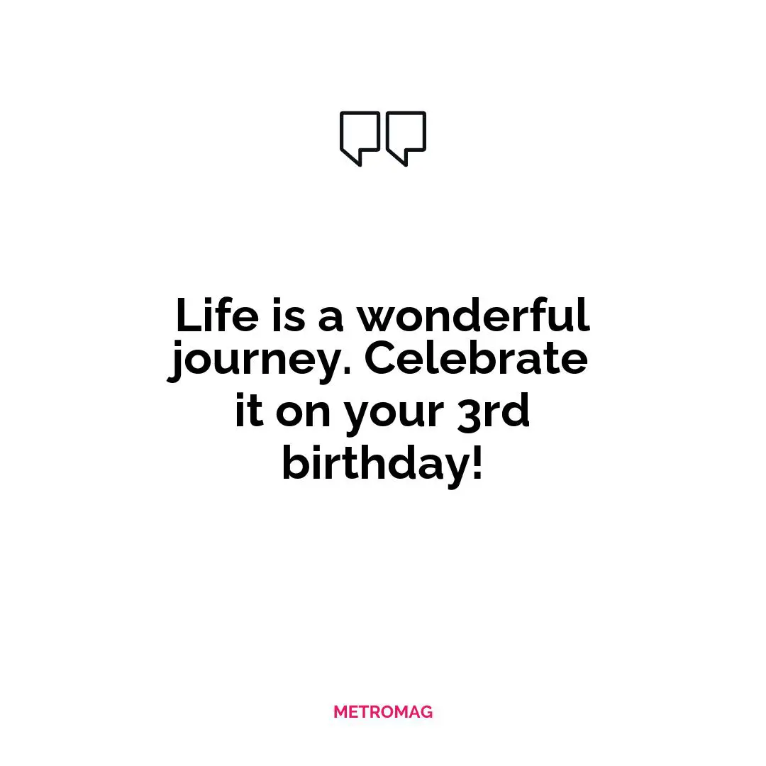 Life is a wonderful journey. Celebrate it on your 3rd birthday!