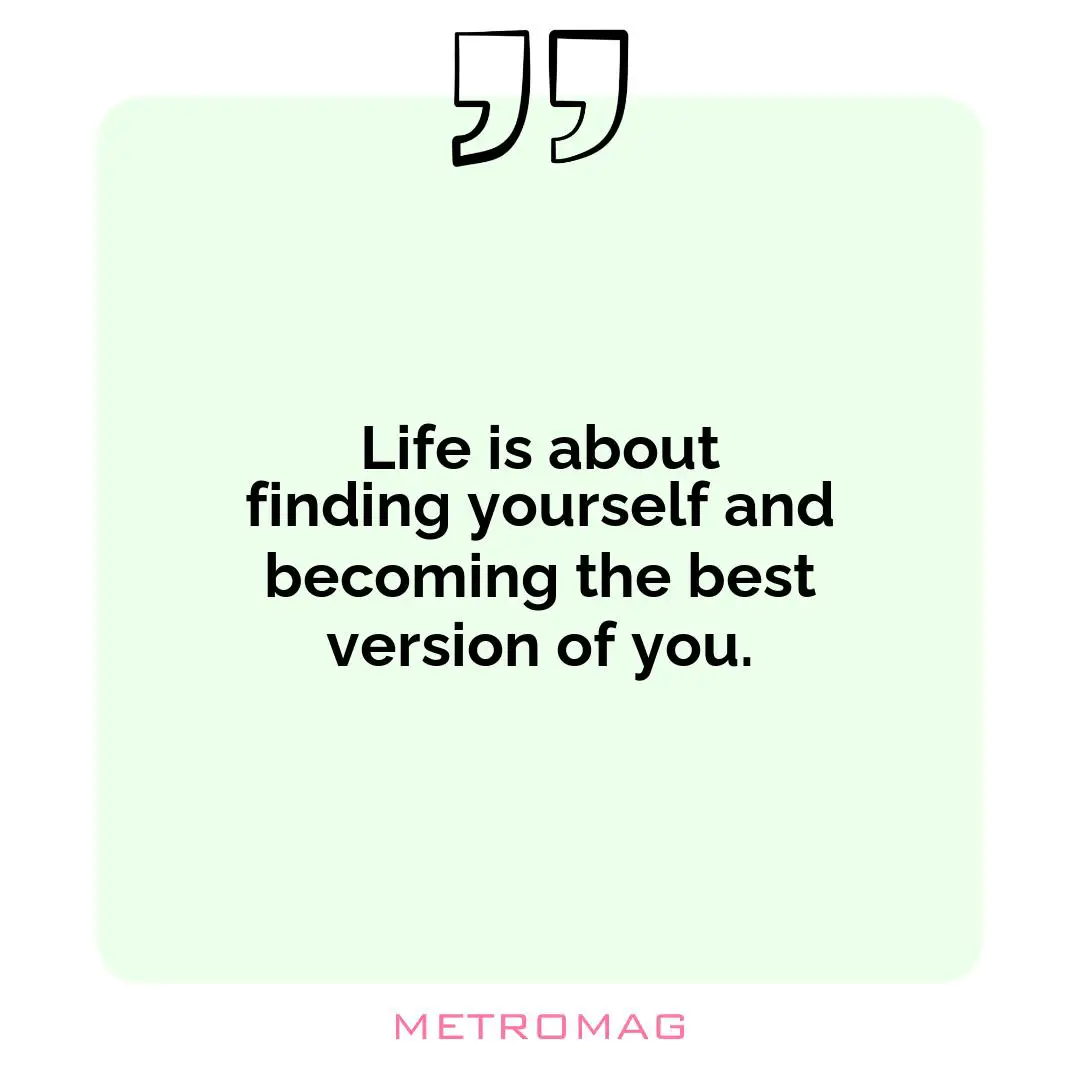 Life is about finding yourself and becoming the best version of you.