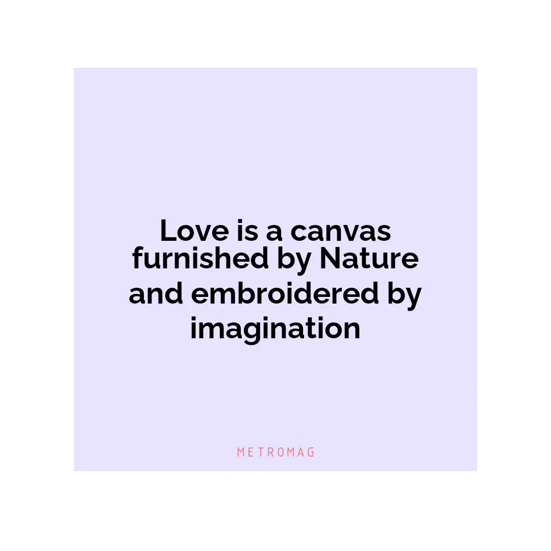 Love is a canvas furnished by Nature and embroidered by imagination