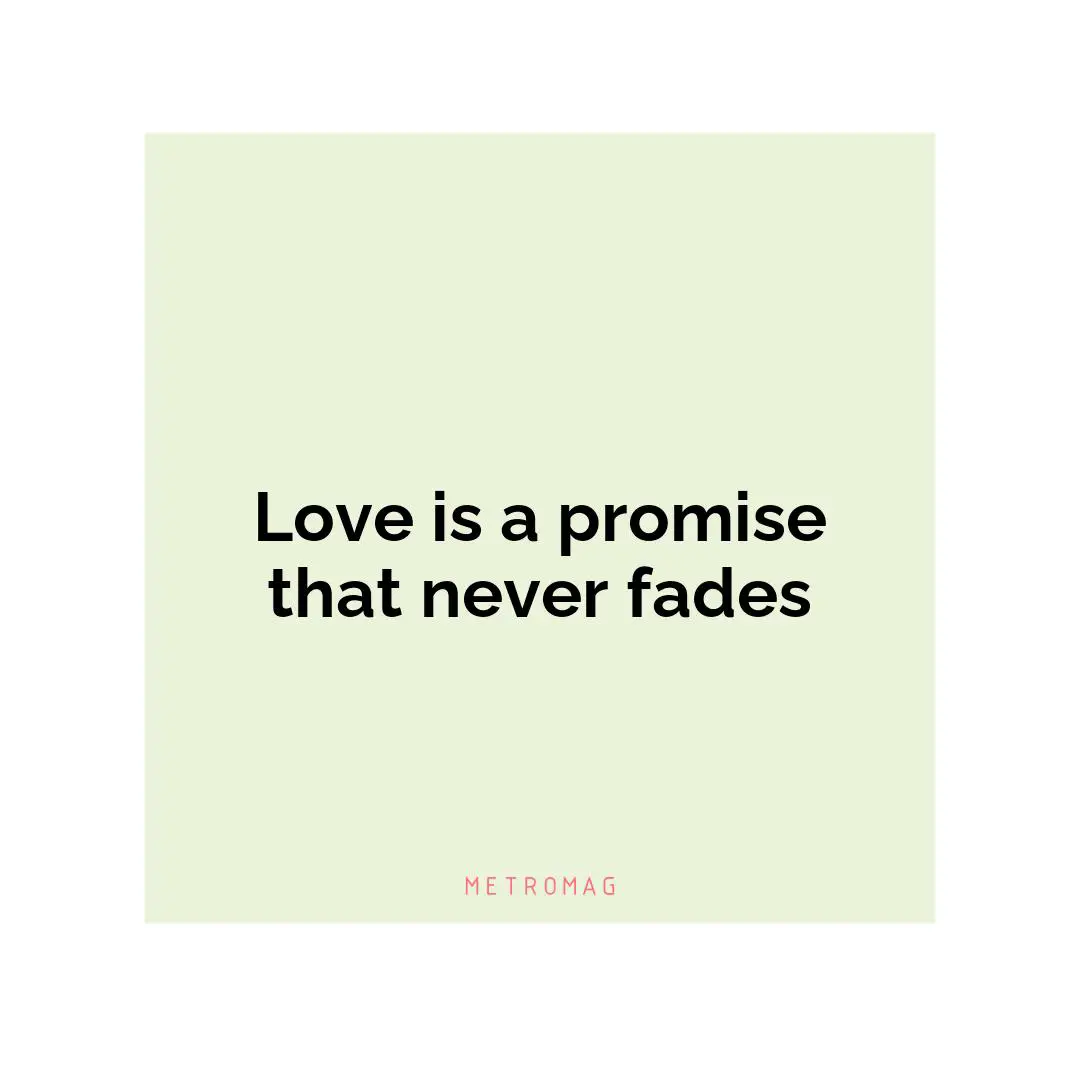 Love is a promise that never fades
