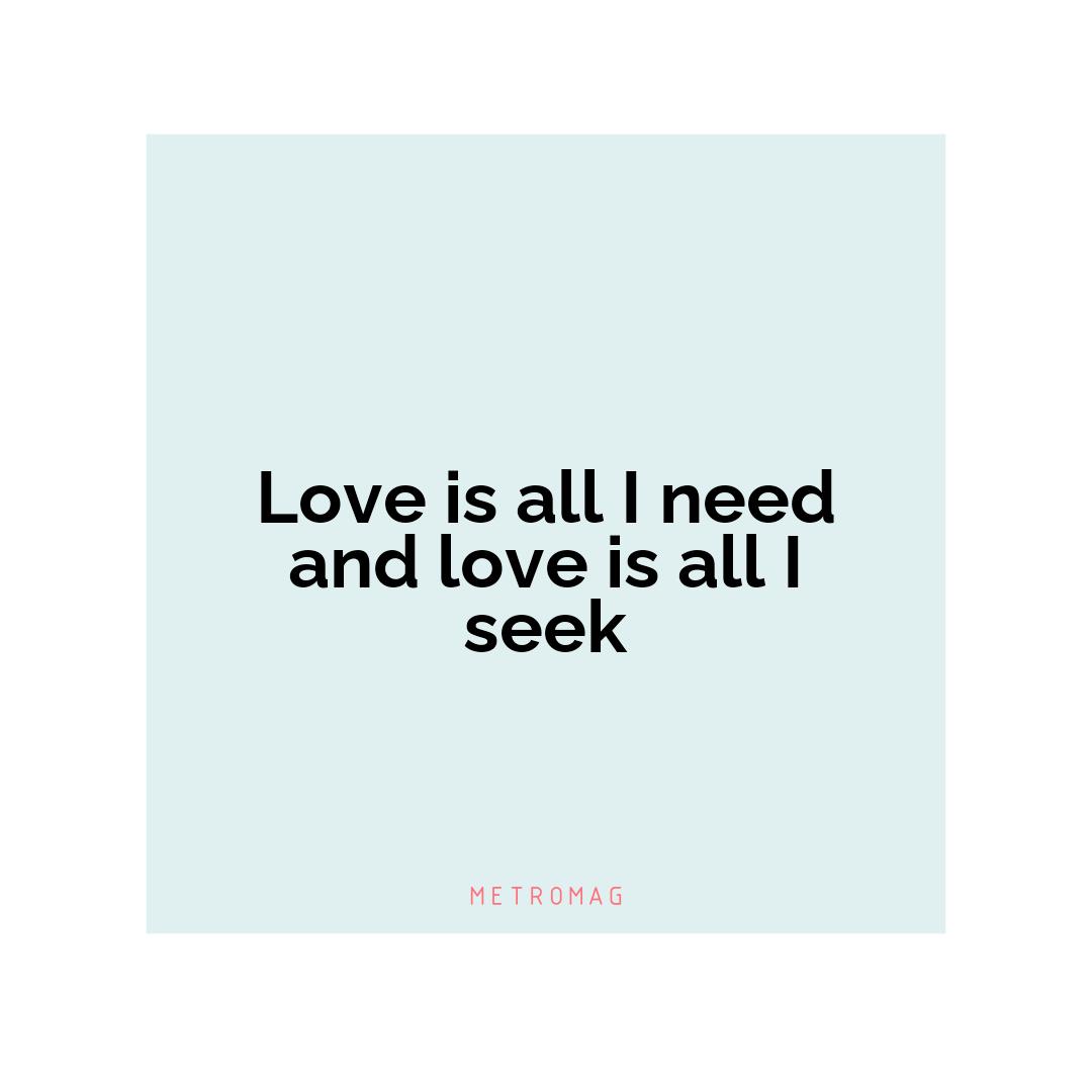Love is all I need and love is all I seek