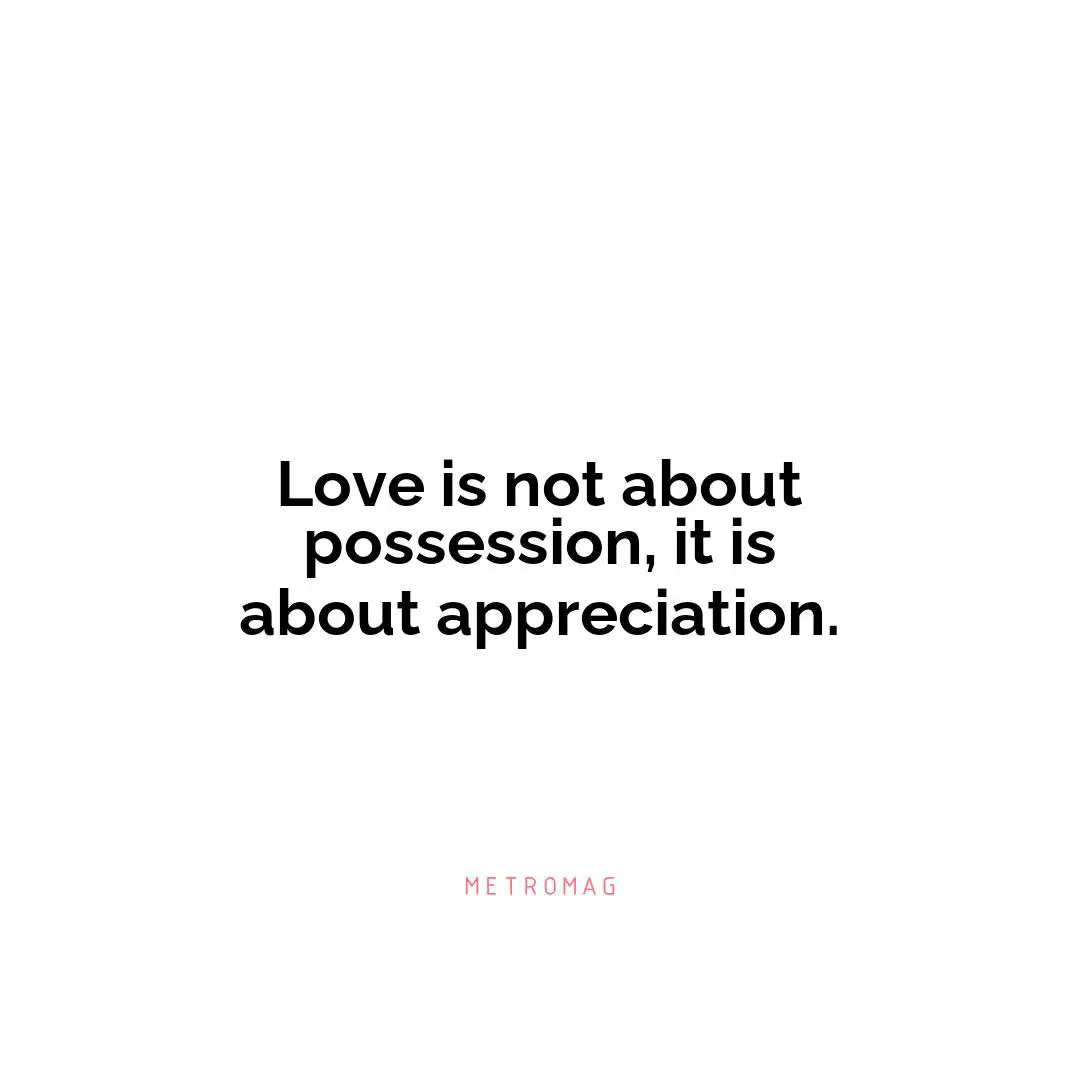 Love is not about possession, it is about appreciation.