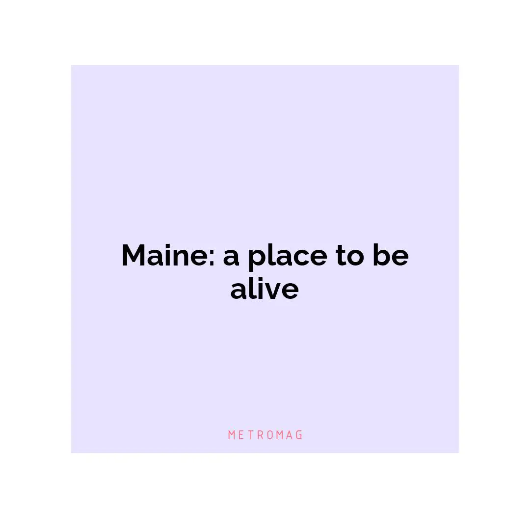 Maine: a place to be alive