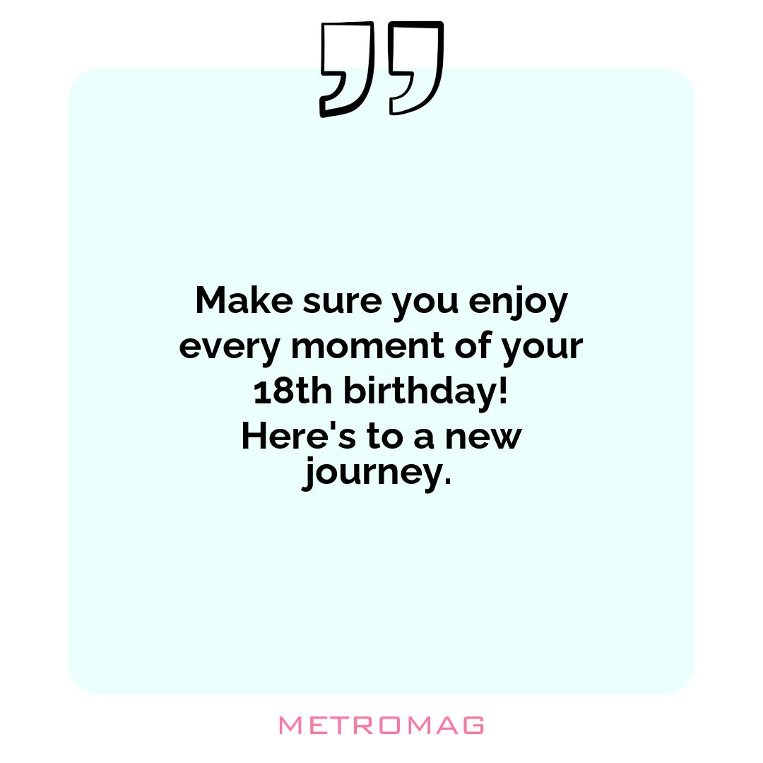 Make sure you enjoy every moment of your 18th birthday! Here's to a new journey.