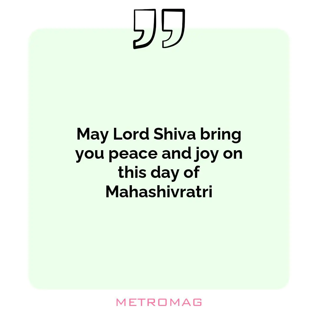 May Lord Shiva bring you peace and joy on this day of Mahashivratri