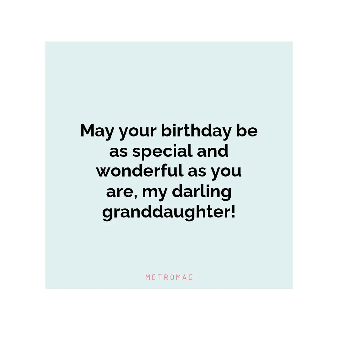 May your birthday be as special and wonderful as you are, my darling granddaughter!