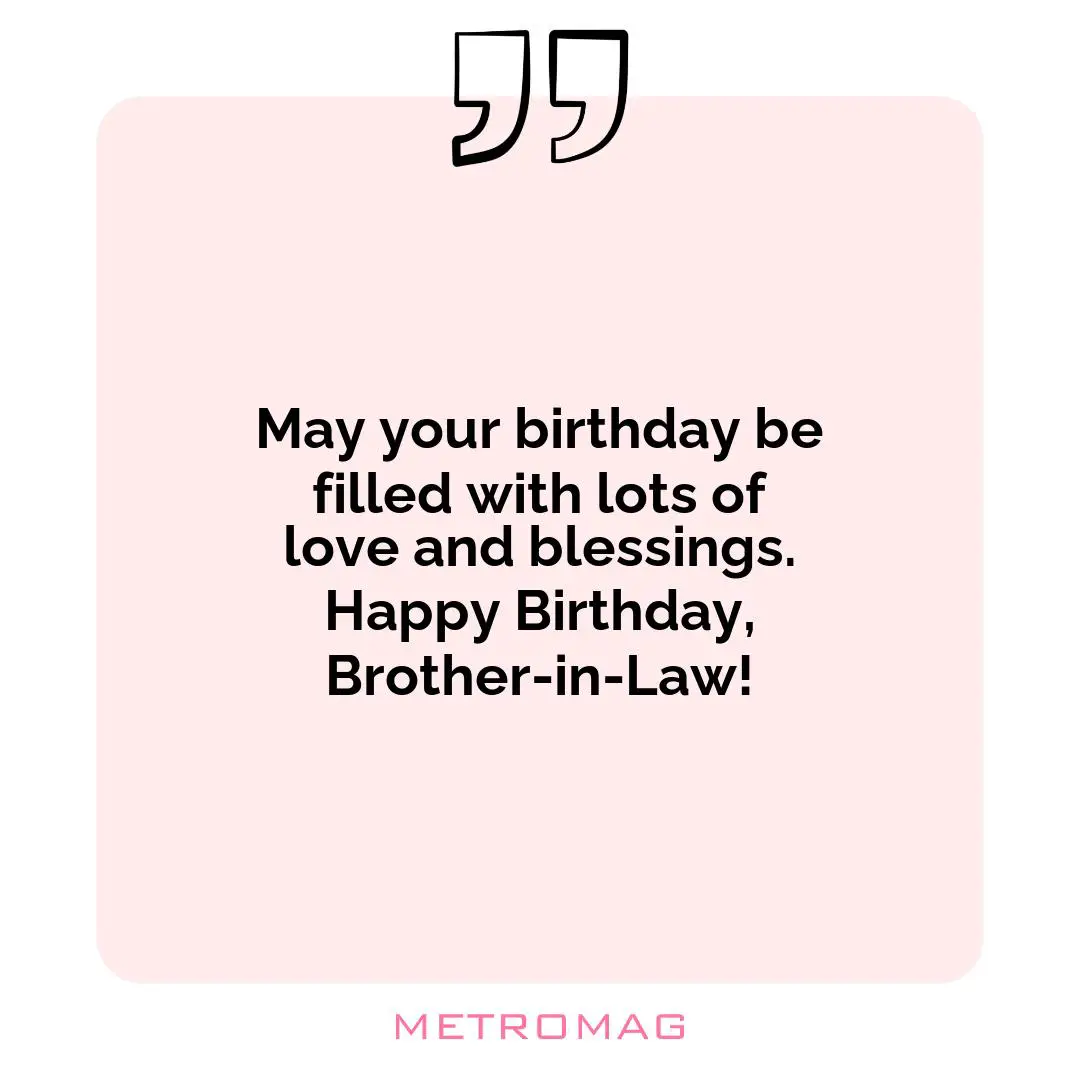 May your birthday be filled with lots of love and blessings. Happy Birthday, Brother-in-Law!