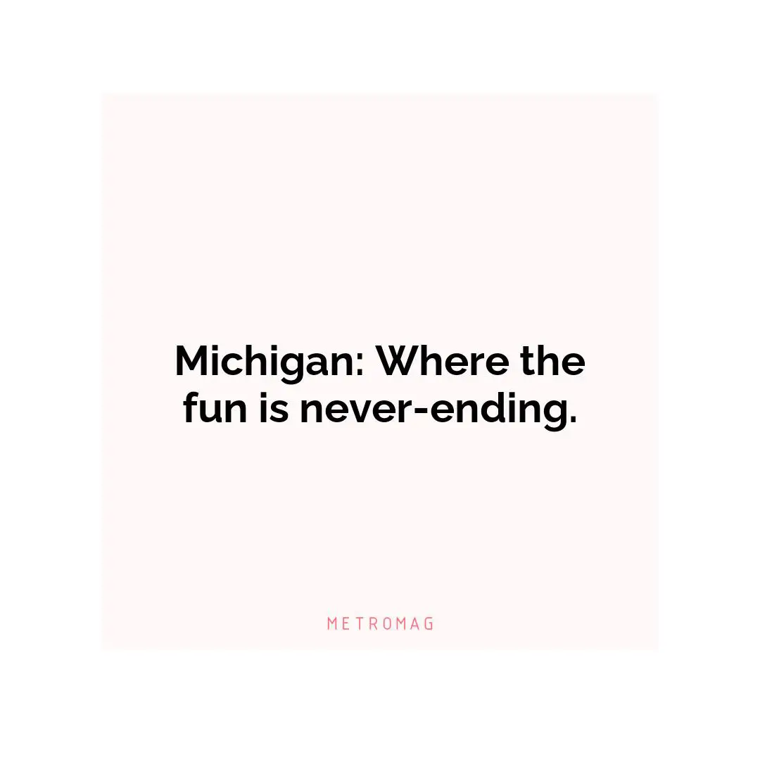 Michigan: Where the fun is never-ending.