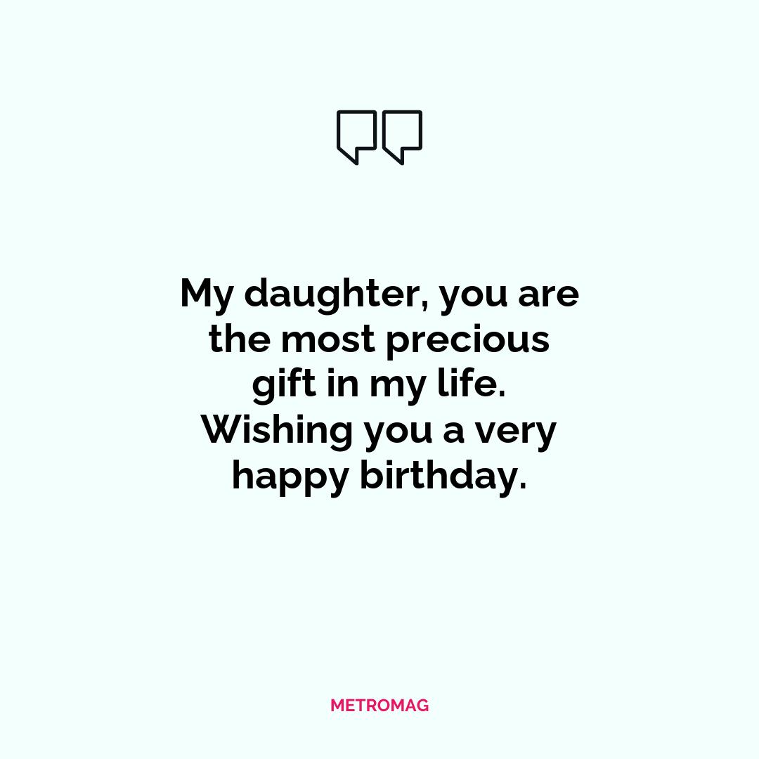 My daughter, you are the most precious gift in my life. Wishing you a very happy birthday.