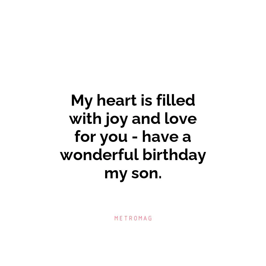 My heart is filled with joy and love for you - have a wonderful birthday my son.