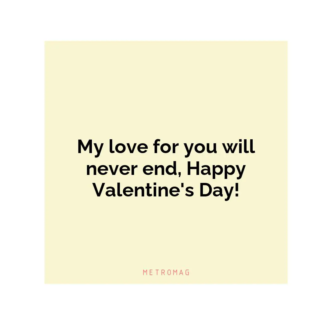 My love for you will never end, Happy Valentine's Day!