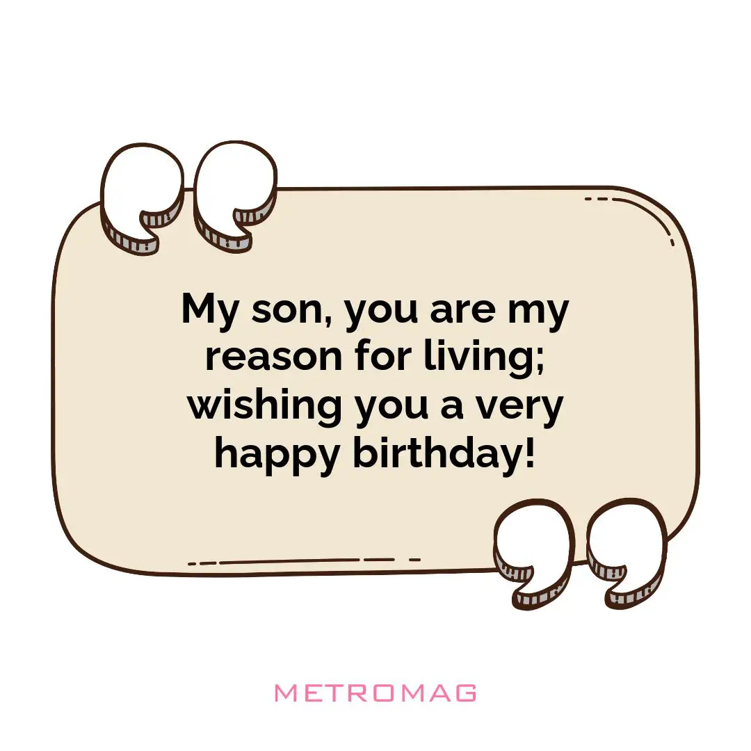 My son, you are my reason for living; wishing you a very happy birthday!