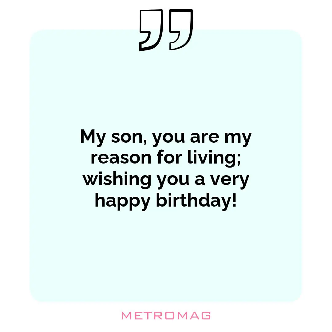 My son, you are my reason for living; wishing you a very happy birthday!