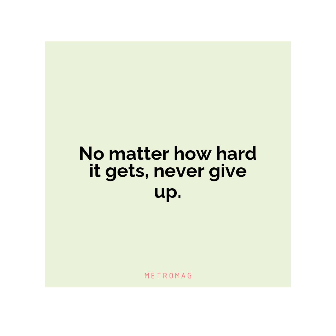 No matter how hard it gets, never give up.