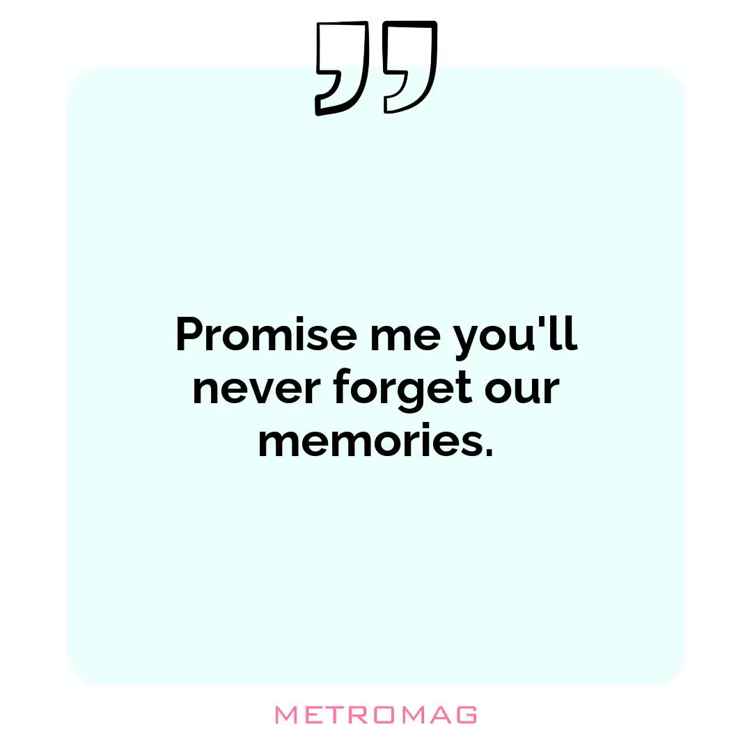 Promise me you'll never forget our memories.