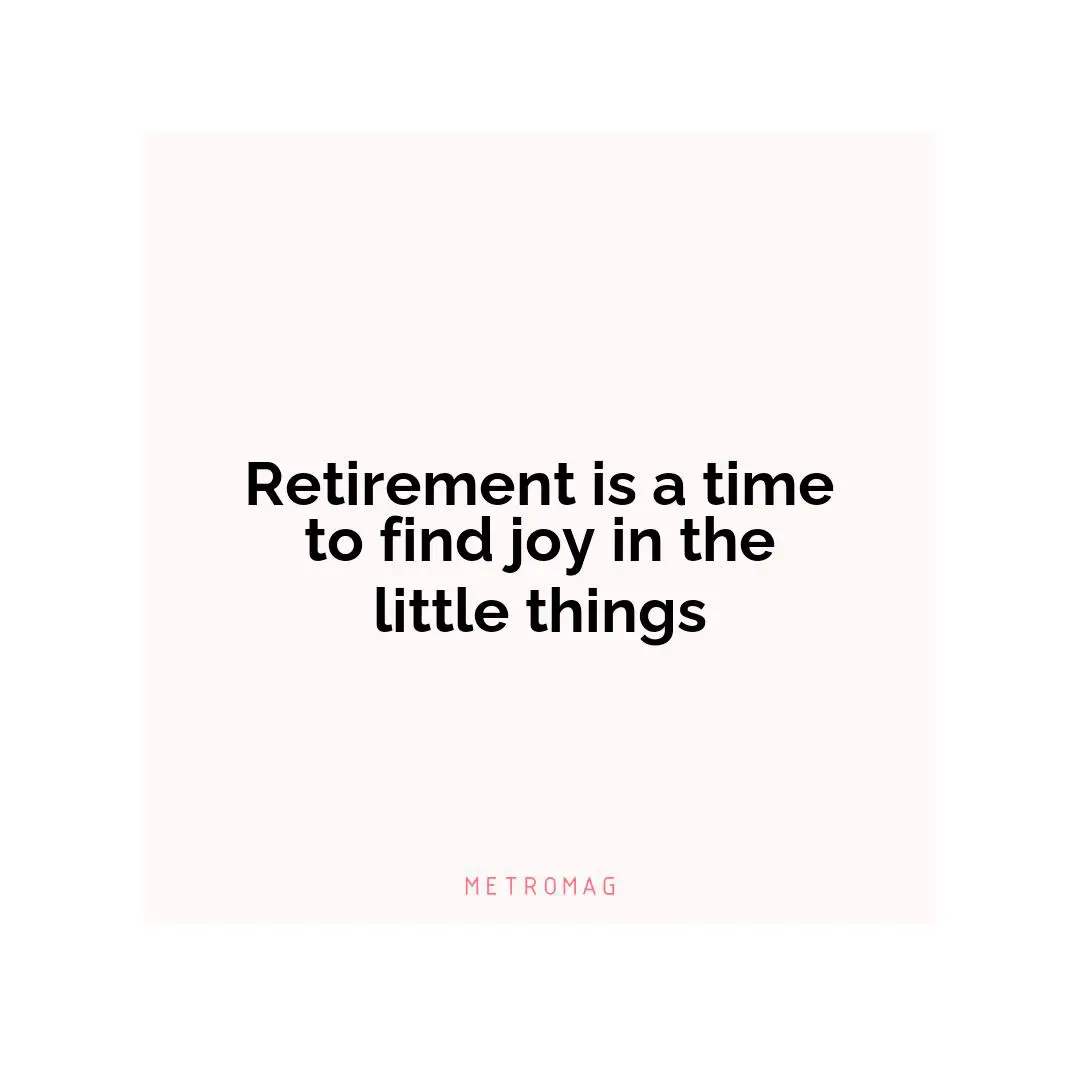 Retirement is a time to find joy in the little things