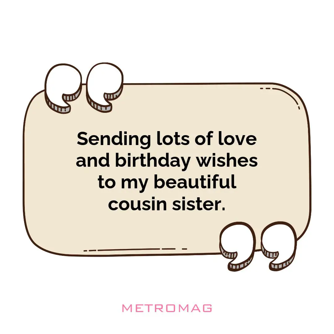 Sending lots of love and birthday wishes to my beautiful cousin sister.