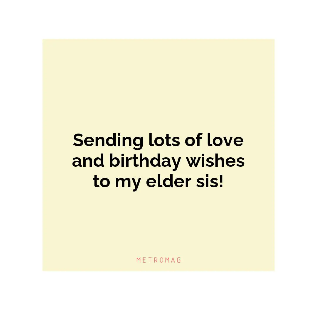 Sending lots of love and birthday wishes to my elder sis!