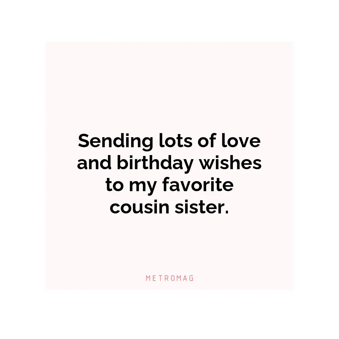 Sending lots of love and birthday wishes to my favorite cousin sister.