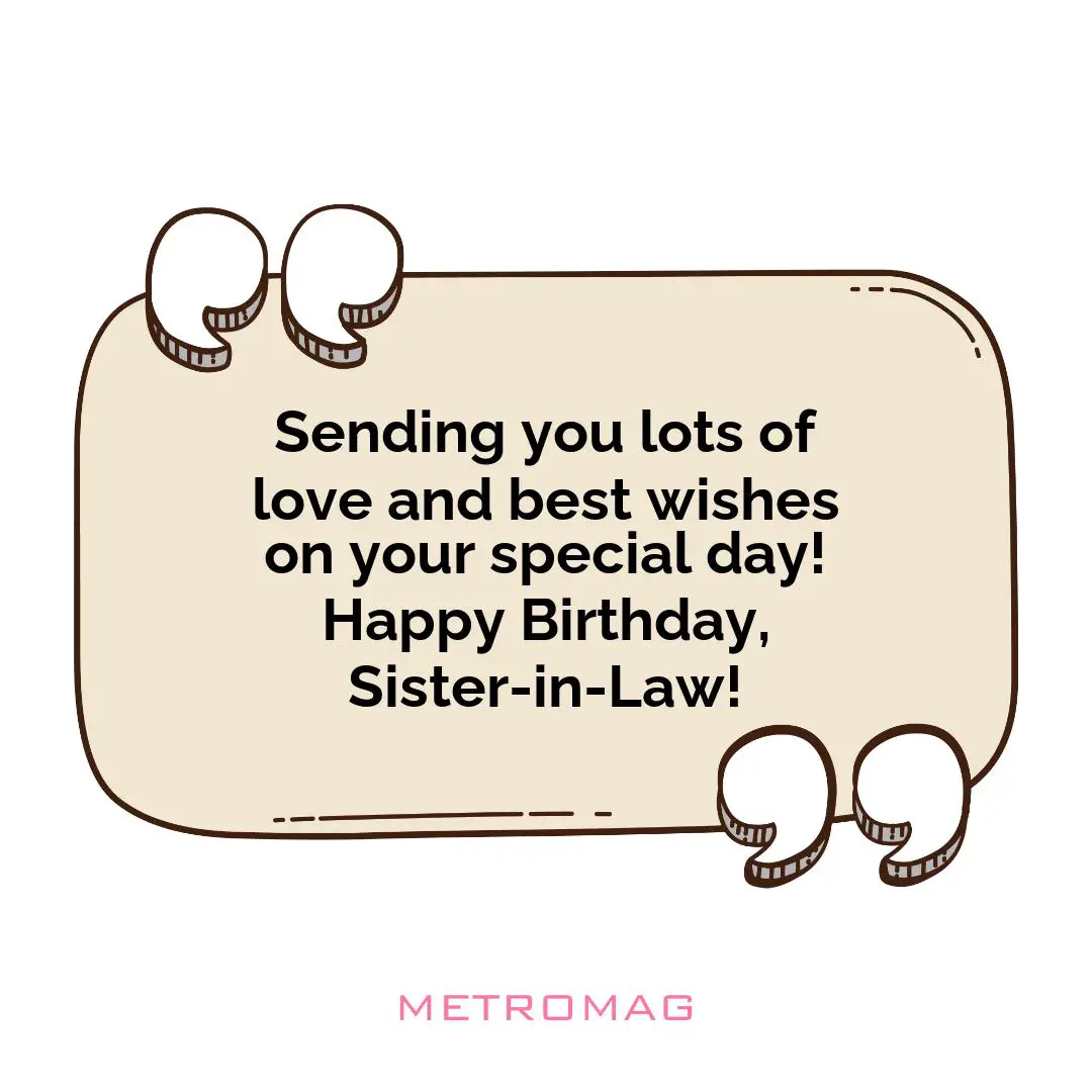 Sending you lots of love and best wishes on your special day! Happy Birthday, Sister-in-Law!