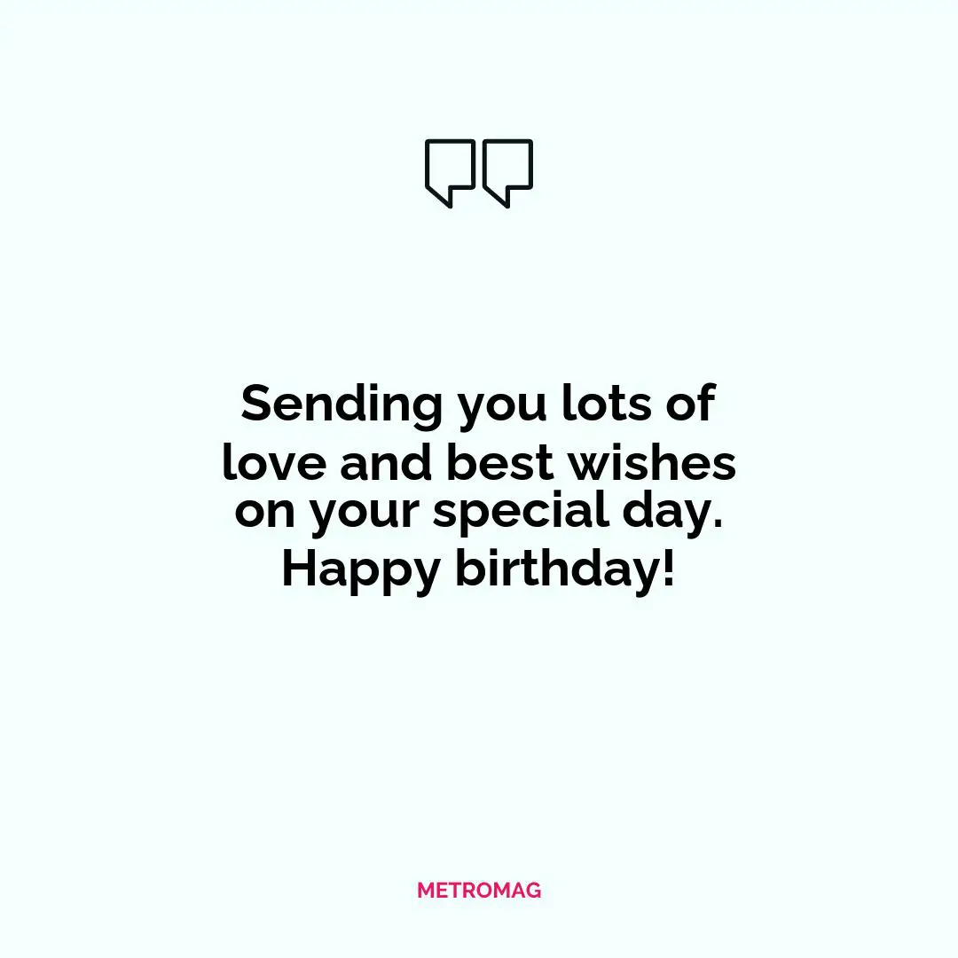 Sending you lots of love and best wishes on your special day. Happy birthday!