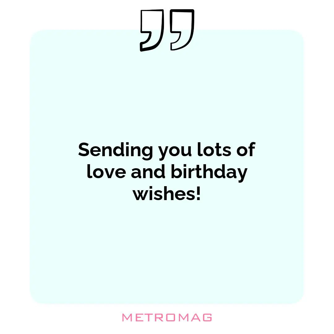 Sending you lots of love and birthday wishes!