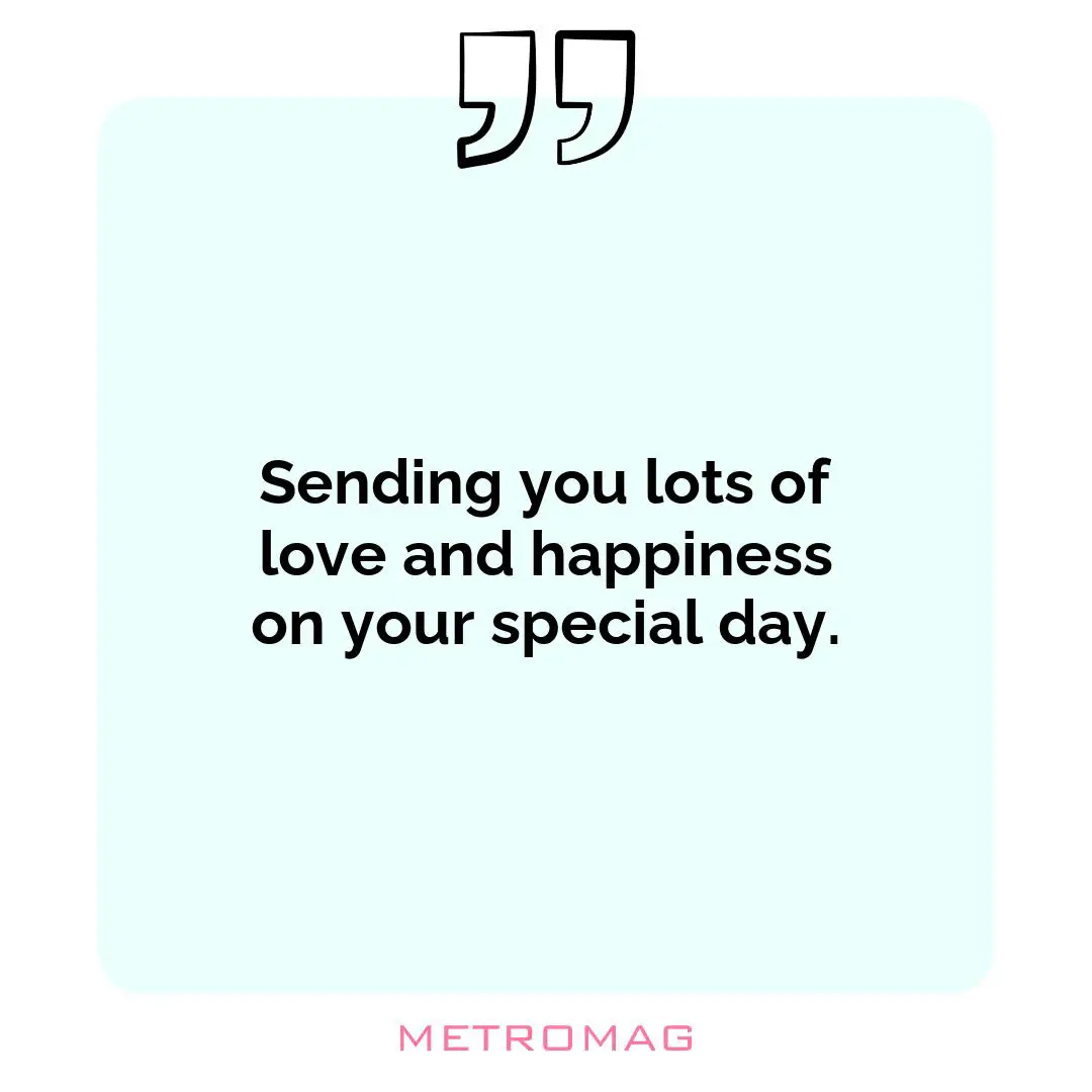 Sending you lots of love and happiness on your special day.
