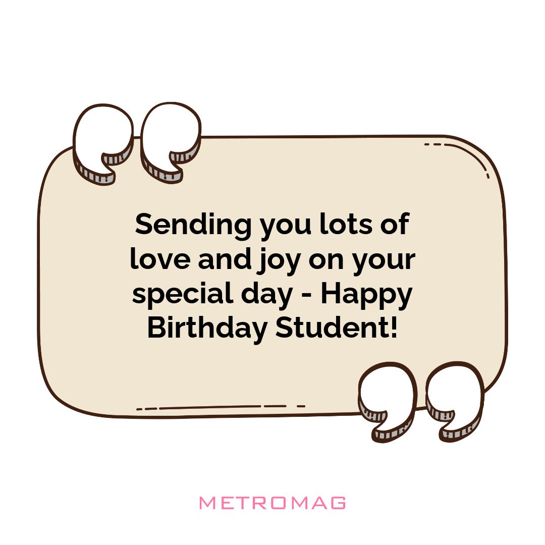 Sending you lots of love and joy on your special day - Happy Birthday Student!