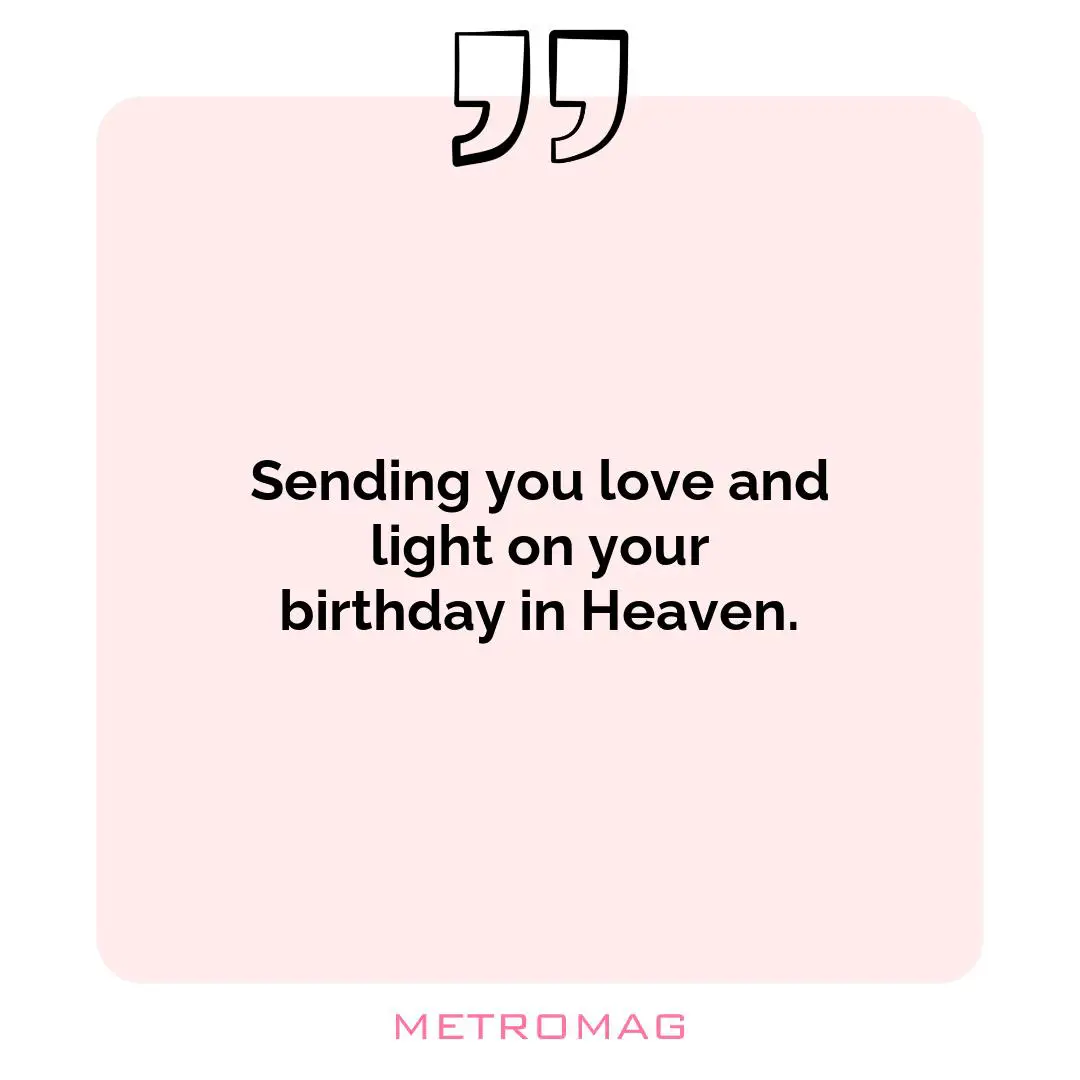 Sending you love and light on your birthday in Heaven.