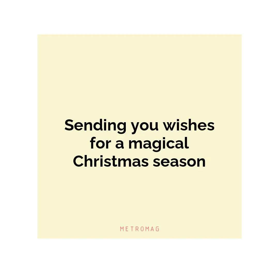 Sending you wishes for a magical Christmas season