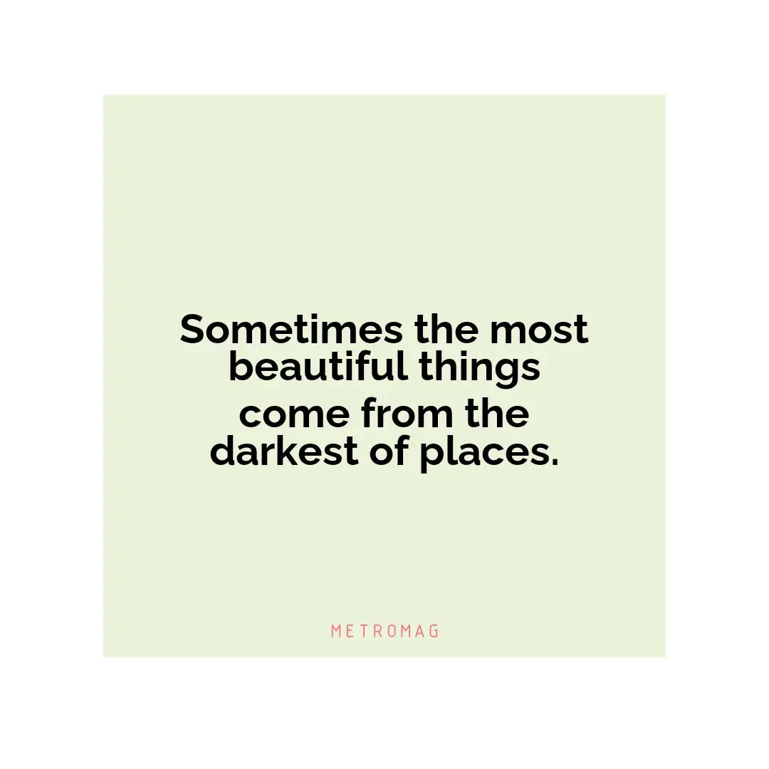 Sometimes the most beautiful things come from the darkest of places.