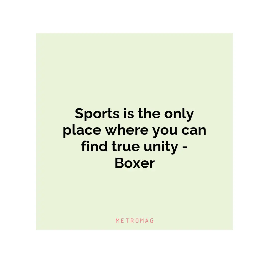 Sports is the only place where you can find true unity - Boxer