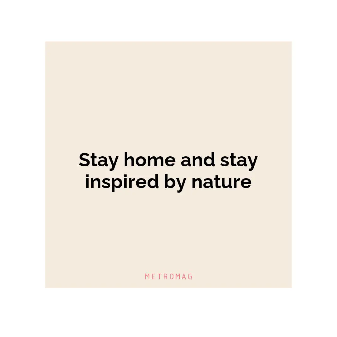Stay home and stay inspired by nature