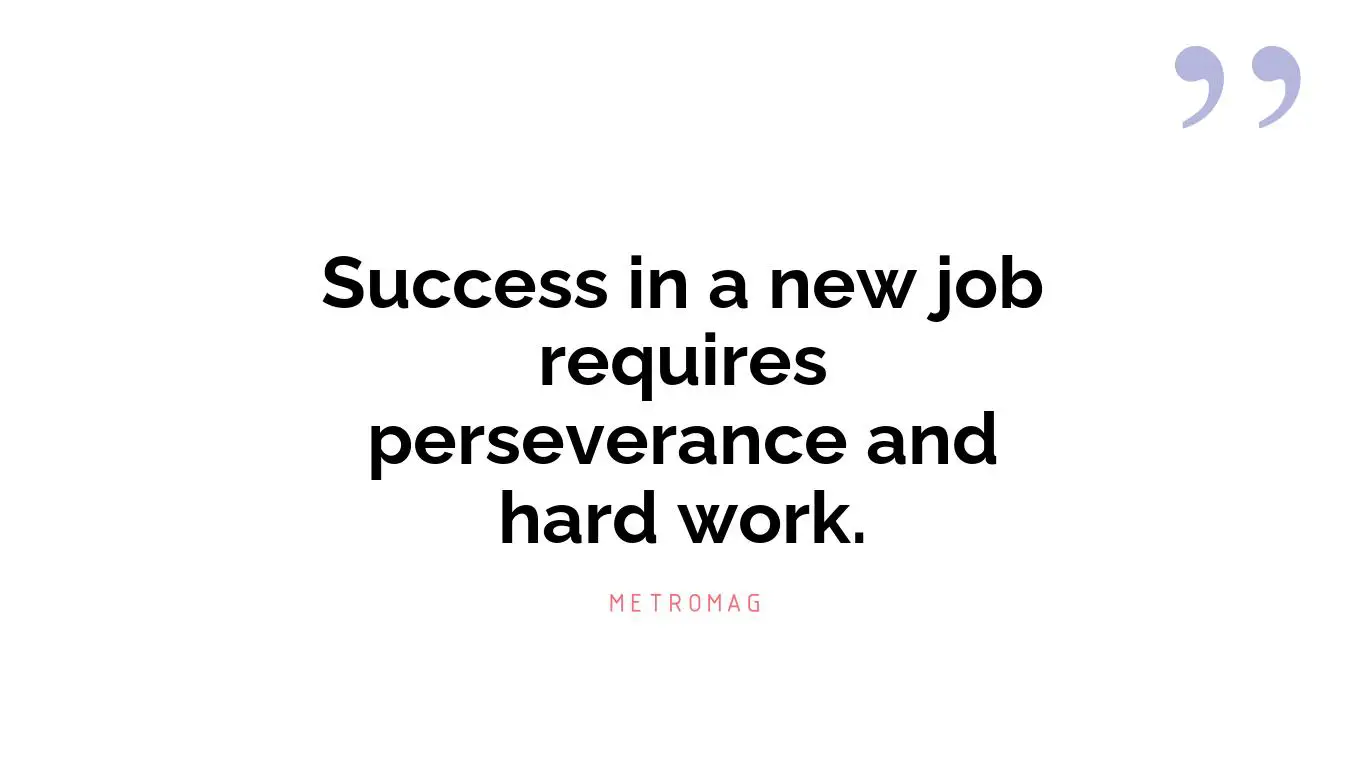 Success in a new job requires perseverance and hard work.