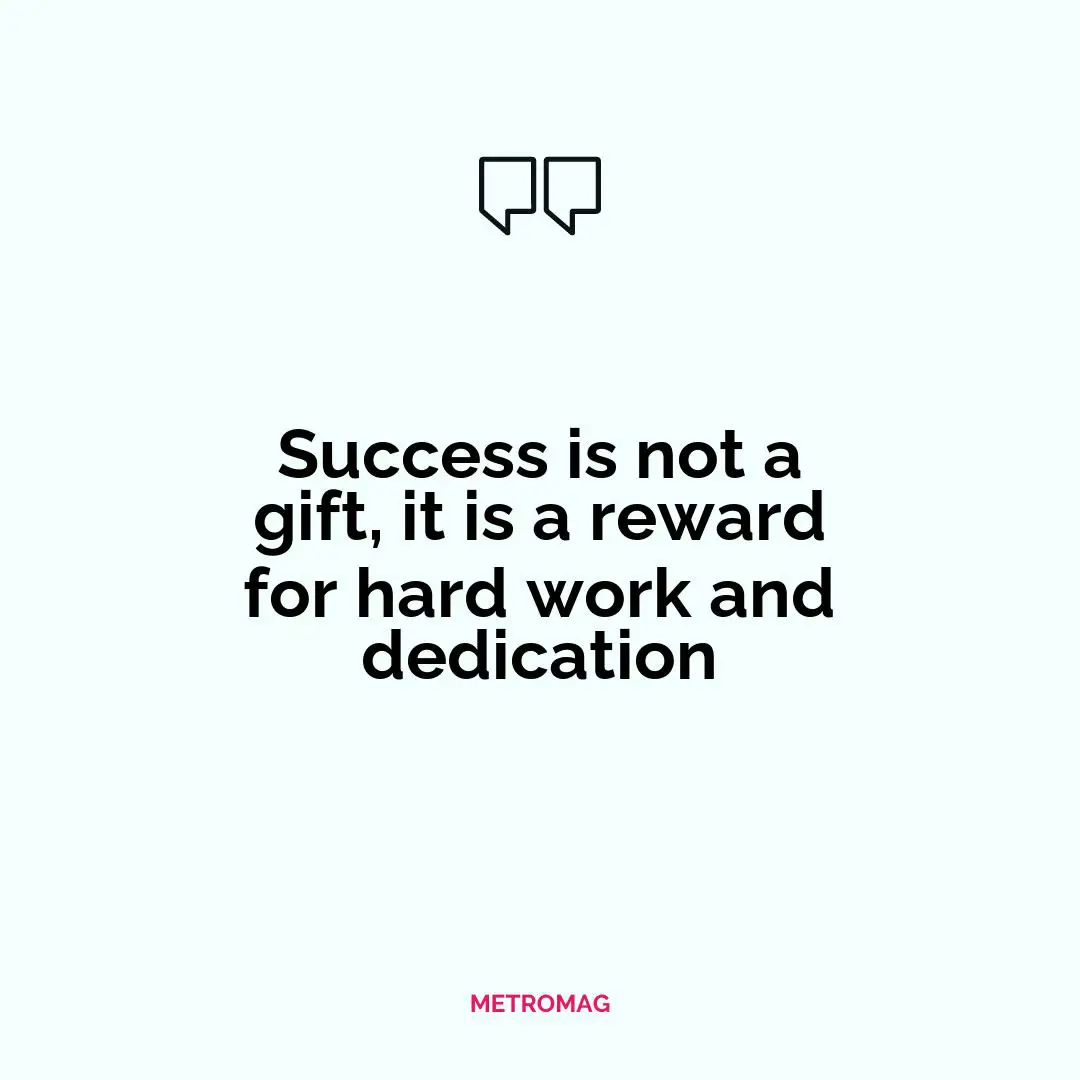 Success is not a gift, it is a reward for hard work and dedication