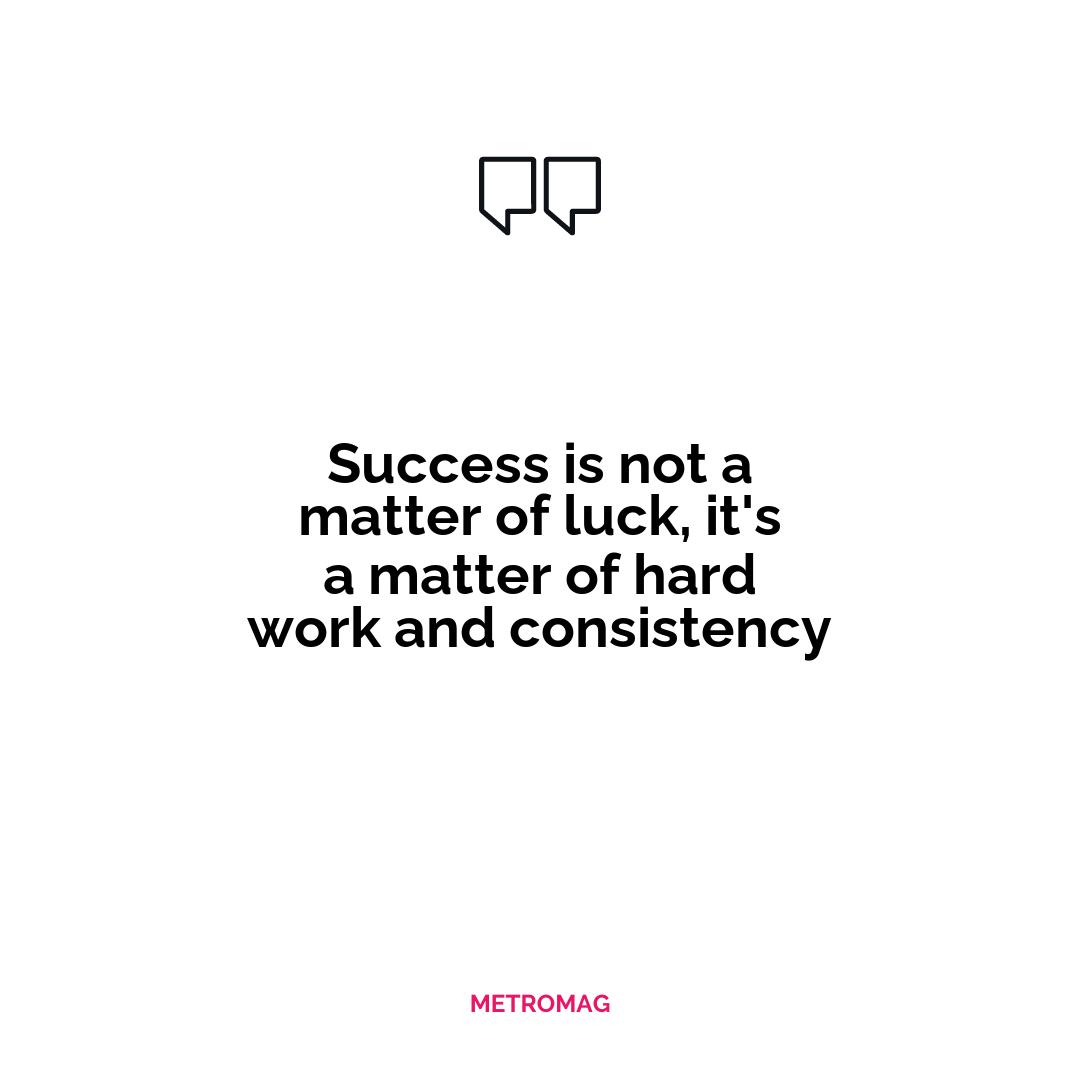 Success is not a matter of luck, it's a matter of hard work and consistency