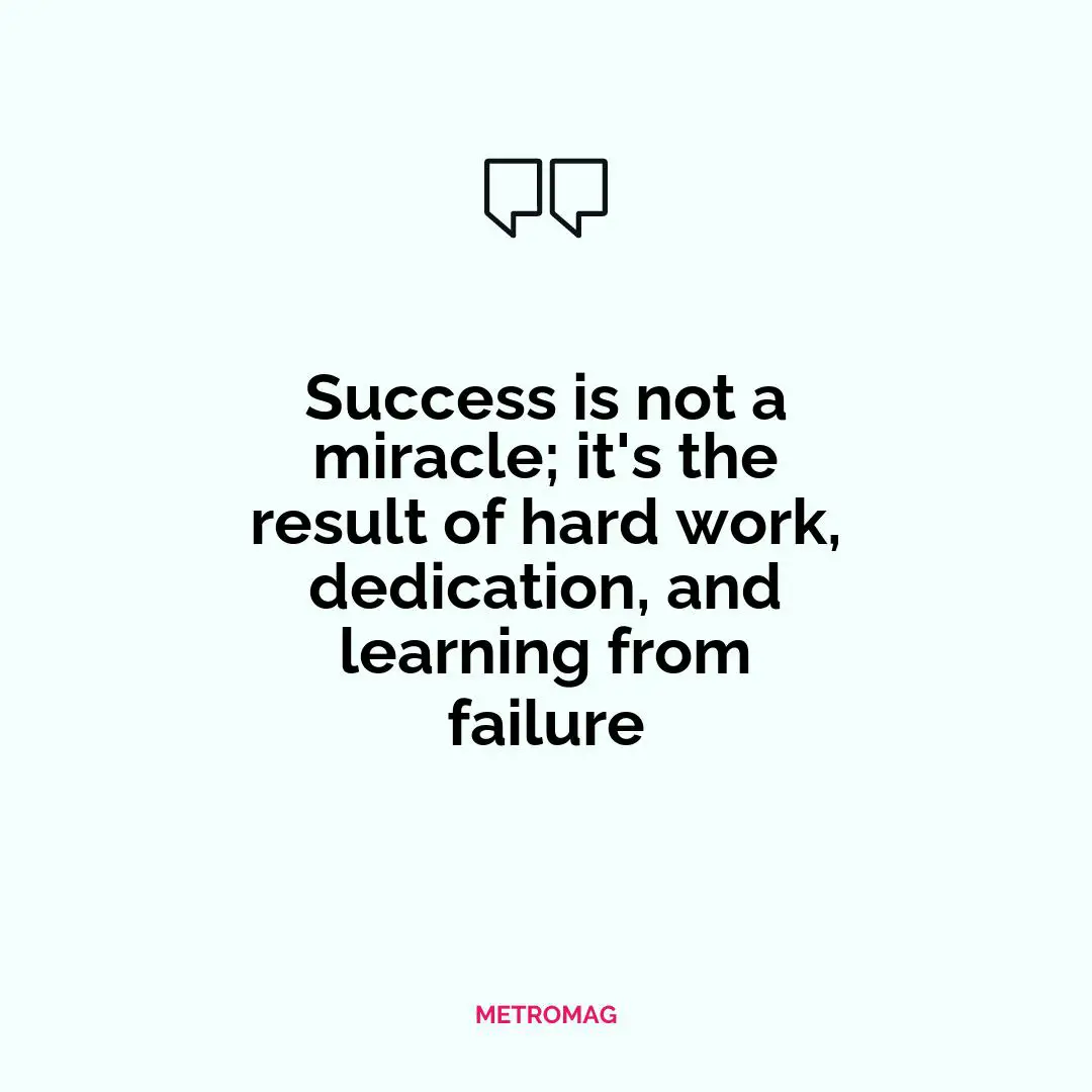 Success is not a miracle; it's the result of hard work, dedication, and learning from failure