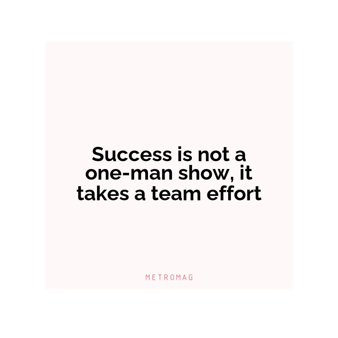 Success is not a one-man show, it takes a team effort