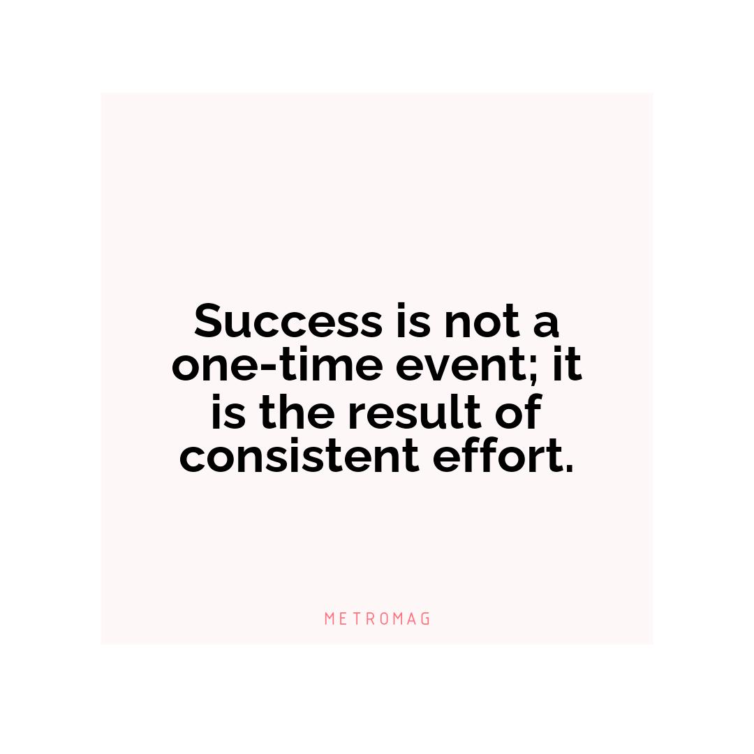 Success is not a one-time event; it is the result of consistent effort.