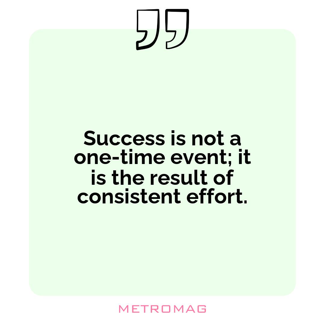 Success is not a one-time event; it is the result of consistent effort.