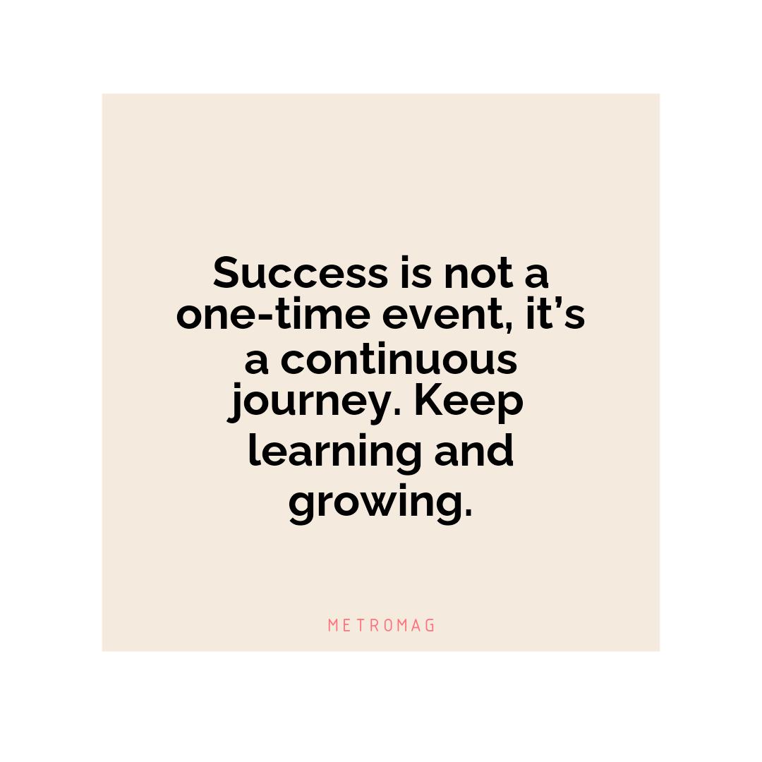 Success is not a one-time event, it’s a continuous journey. Keep learning and growing.