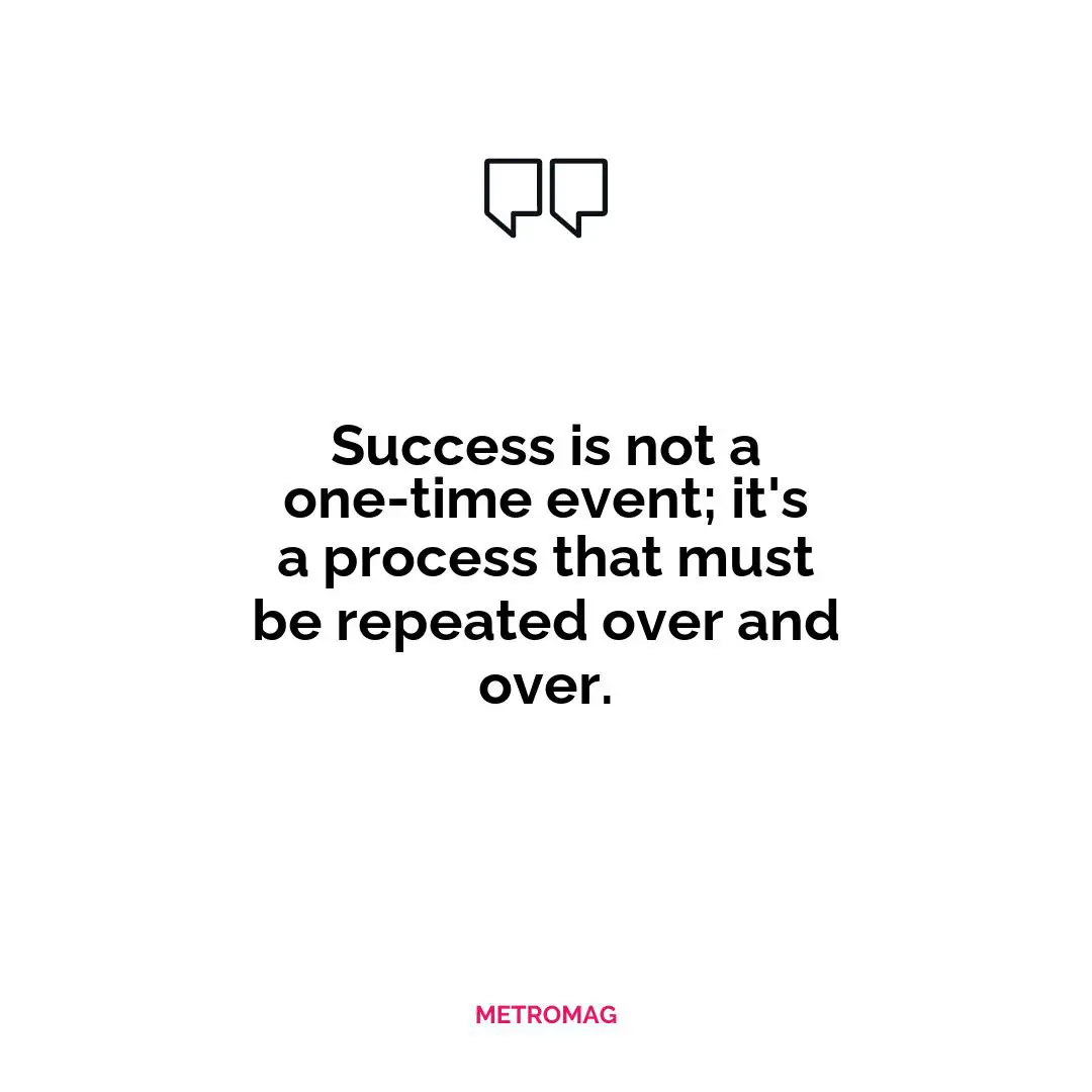 Success is not a one-time event; it's a process that must be repeated over and over.